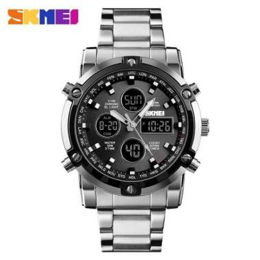 Skmei Jam Tangan Kasual Digital Analog Pria 1389 Silver Black