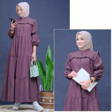 JESLA FASHION SYABILA MIDI DRESS RAYON (BUSUI) MIDI DRESS WANITA MUSLIM BAJU GAMIS WANITA MUSLIM GAM