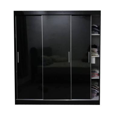 Cikupa Store Sliding Finishing HPL Glossy Lemari Pakaian [3 Pintu] Hitam JABODETABEK