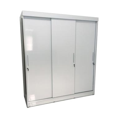 Cikupa Store Sliding Finishing HPL Glossy Lemari Pakaian [3 Pintu] Putih JABODETABEK