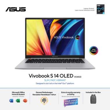 ASUS Vivobook S 14 OLED K3402ZA-OLEDS555 (Intel® Core™ i5-12500H/8GB/512GB SSD/Windows 11 Home /Intel® Iris Xe Graphics) - Neutral Grey