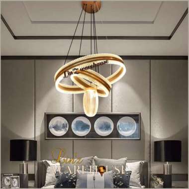 Lampu gantung MODERN BLACK GOLD RING LED 3 COLOURS pendant light