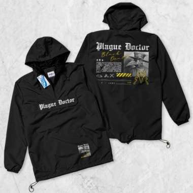FortKlass Pullover Plague Polos Jaket Pria Jaket Parasut Unisex HITAM XL