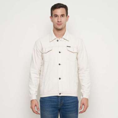 EMOLINE - Denim Jacket - Jaket Jeans Pria Cream Cream XL