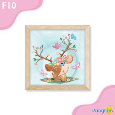 Hiasan Dinding Kayu Lukisan Kartun Rusa Lucu Untuk Dekorasi Ruang Tamu Motif-F10