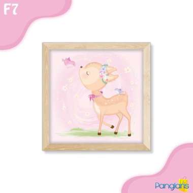 Hiasan Dinding Kayu Lukisan Kartun Rusa Lucu Untuk Dekorasi Ruang Tamu Motif-F7