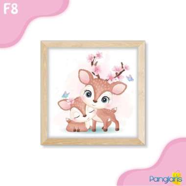 Hiasan Dinding Kayu Lukisan Kartun Rusa Lucu Untuk Dekorasi Ruang Tamu Motif-F8