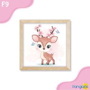 Hiasan Dinding Kayu Lukisan Kartun Rusa Lucu Untuk Dekorasi Ruang Tamu Motif-F9