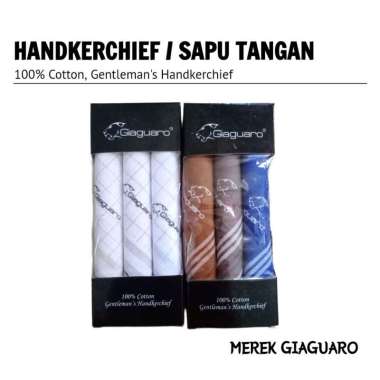 3Pcs Sapu Tangan Pria Premium Giaguaro Bahan Katun 43x43 CM Original Warna