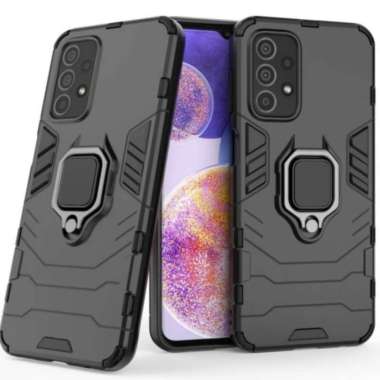 Case Samsung A12/M12 Transformer RingKick Stand Hard Casing - Hitam Hitam