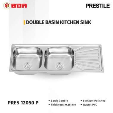 Bak Cuci Piring Kitchen Sink Prestile 12050P Stainless Steel Multicolor