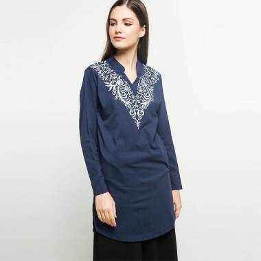 VM LGK-03 V Neck Tunik Lengan Panjang Wanita 5XL navy