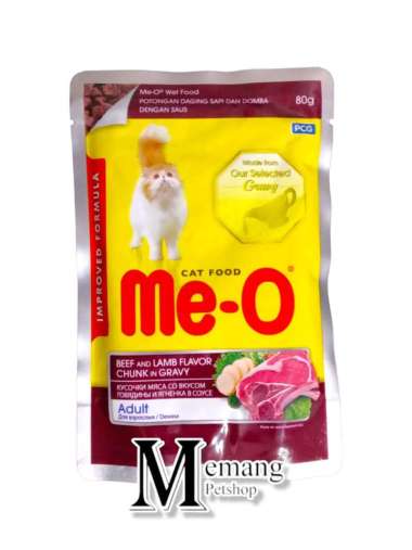 Me-O Beef Lamb 80gram Adult Makanan Kucing Meo Basah Sachet Pouch