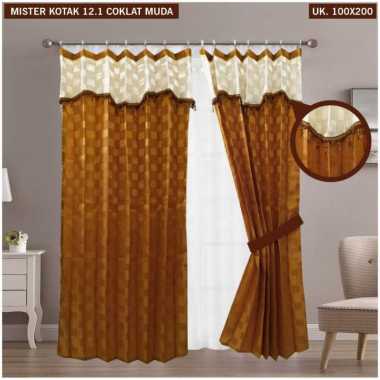 Gorden Pintu Poni Renda Crystal Motif / Gorden Jendela / Gorden Pintu L100cmXP200cm MERAH BATA