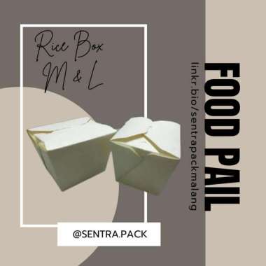 Rice Box/Food Pail coklat dan putih Papercup size M dan L tempat nasi RB M PUTIH