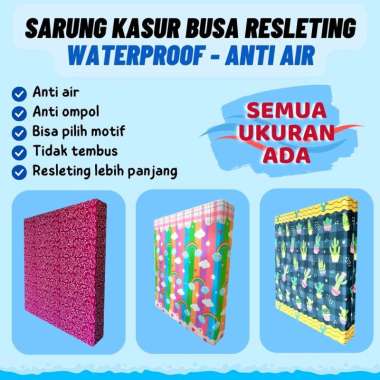 Sarung Kasur Waterproof Resleting Anti Air / Sarung Kasur Busa Inoac Waterproof Anti Air Ready Semua Ukuran Tebal 25 180 x 200