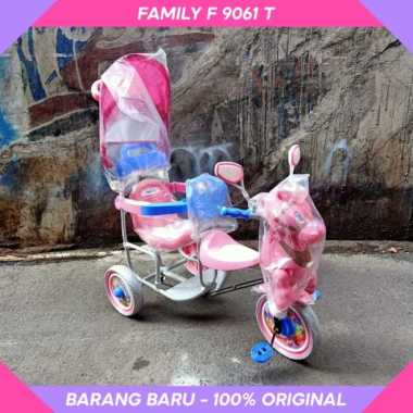 Sepeda Anak Roda 3 Tiga Tricycle Family 9061 Boncengan Mainan Kuda Pink