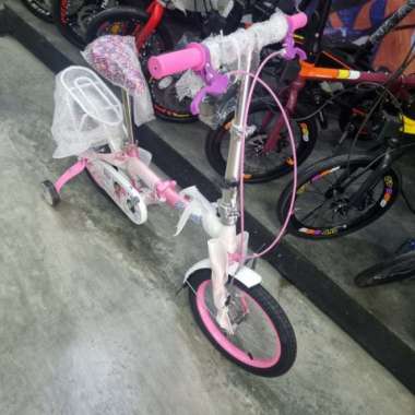 Sepeda Lipat Anak Perempuan Family Violet Edisi Dora Explorer Pink