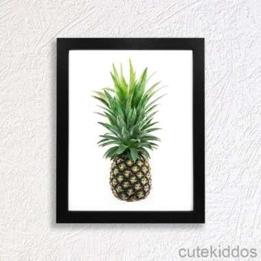 Pineapple Poster - Pigura Hiasan Dinding Unik - Poster Buah Nanas #3 Frame Hitam