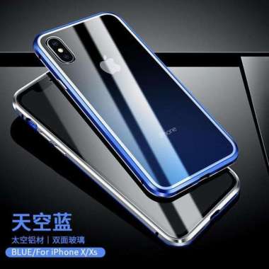 Hardcase Magnet Iphone 7 / Iphone 8 Casing Hard Case Magnetic Metal Glass 1 Sisi Kaca Belakang Back 