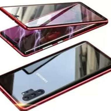 Case Magnet Samsung Note 10+ Duoble Glass Depan Belakang Full Glass