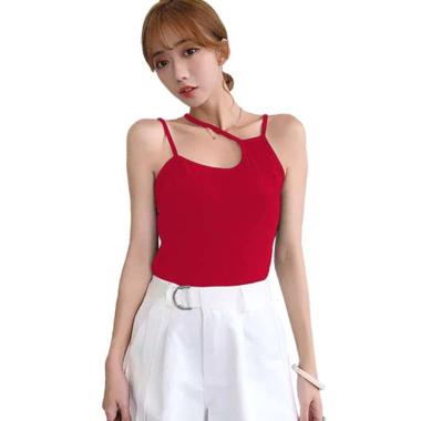Jfashion Loli Korea Singlet Tanktop Wanita L Merah