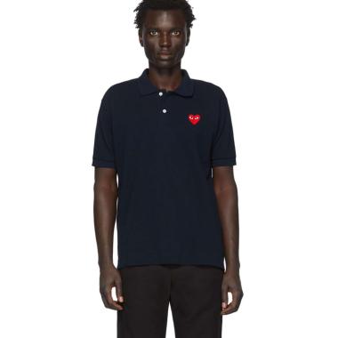 Comme Des Garcons Kaos Polo Pria - Navy UNISEX M