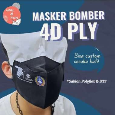 Masker Bomber BOWIN 4D Reguler 4 Lapis / Masker kain Anti bakteri Masker + Sablon