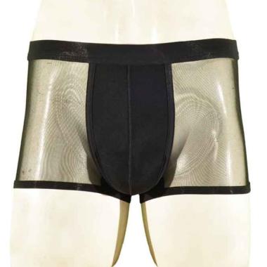 CelanaDalamPria ID Transparan Underwear Sexy Celana Boxer Pria [P2761-1 pcs] XXL Hitam
