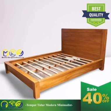 Tempat Tidur Dipan Kayu Jati Minimalis Furniture MKI 140 x 200