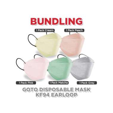 Goto Bundling Masker Earloop Mix Warna Duckbill KN95 KF94 4 ply 5 ply KF94 Mix Warna