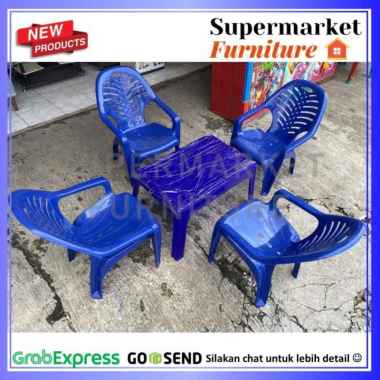 KURSI PLASTIK NAPOLLY SET BIG 909 4KURSI - MEJA 7550A BIRU