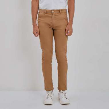 Paulmay Celana Chino Pria Panjang Slim Fit - Brown 30