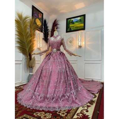 Baju pakaian gaun pengantin busana pernikahan wanita gown dress wedding dress slim span muslim perem