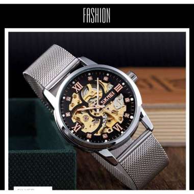 SKMEI 9199 Original Jam Tangan Pria Analog Automatic Rantai Tahan Air Putih