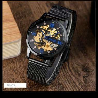 SKMEI 9199 Original Jam Tangan Pria Analog Automatic Rantai Tahan Air Hitam