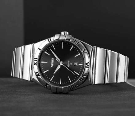 SKMEI 9257 Original Jam Tangan Pria Analog Rantai Casual Tahan Air BLACK