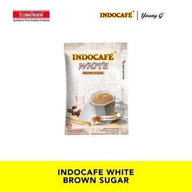 10 Sachet Kopi Indocafe White Brown Sugar - Gula Merah Instant Coffee