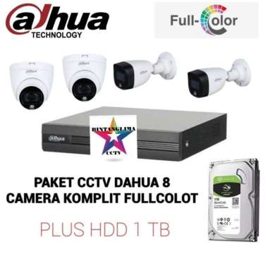 PAKET CCTV DAHUA FULLCOLOR 8 CAMERA 2MP PLUS HDD 1TB
