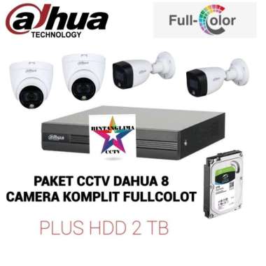 PAKET CCTV DAHUA FULLCOLOR 8 CAMERA 2MP PLUS HDD 2TB