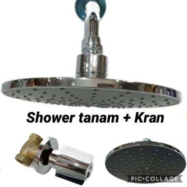 Paket Kepala Shower + kran , Shower Kamar Mandi, 20 cm Tetesan Hujan