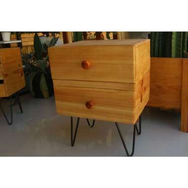 NAKAS MINIMALIS/NAKAS MURAH/NAKAS KAYU/BED SIDE TABLE C Besi Hairpin