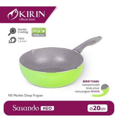 Kirin Marble Frypan Deep Sasando NEO / Wajan Anti Lengket / Marble 22 CM