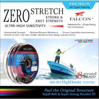 senar PE X8 FALCON ZERO STRETCH BRAIDED PE ukuran Pe 6.0