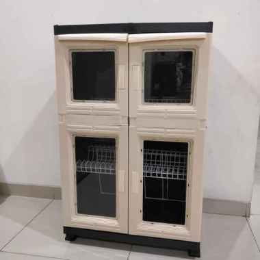 rak piring plastik ernplast kecil full kaca Multicolor