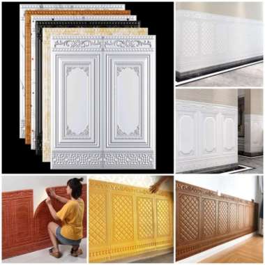 Wallpaper 3D Foam Tembok Dinding Motif Pintu Jendela/Stiker Foam 3D motif Coklat Kayu