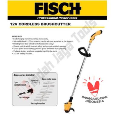 FISCH FBC12 Cordless Grass Trimmer - Mesin Potong Rumput Baterai Cas