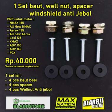 Wellnut Baut Mur Windshield Anti Jebol NMAX LEXI, AEROX, XMAX, ADV 150 warna ADV 150