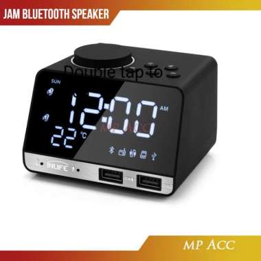 Jam Meja Bluetooth Speaker Alarm FM Radio Dual USB Charge TF Card