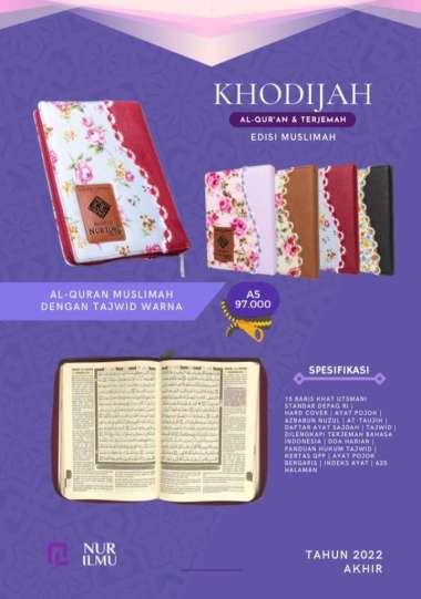 Al Quran Khodijah A5 Terjemah Tajwid Warna BONUS TUDING DZIKIR PAGI PETANG - Alquran Khadijah Untuk 